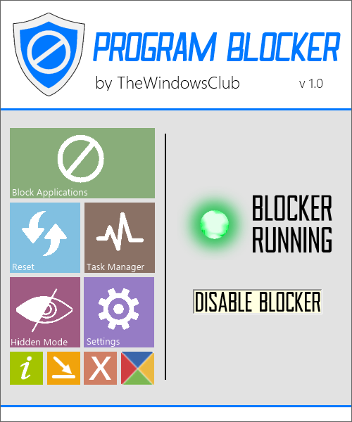 Главный экран Program Blocker для списка блокирующих программ